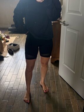 aerie Black Bike Shorts with Mesh Panels